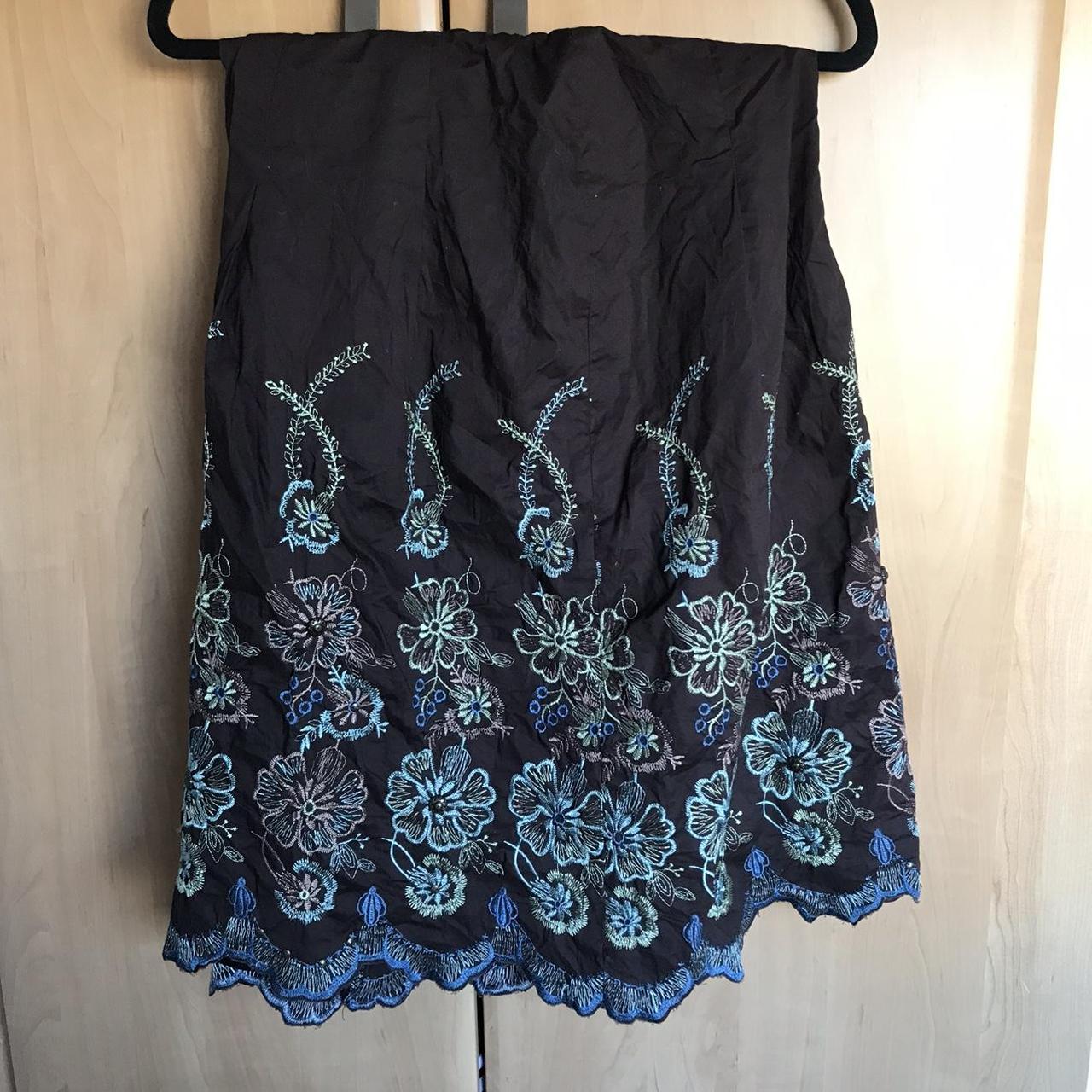 vintage brown floral midi skirt size 16 - Depop