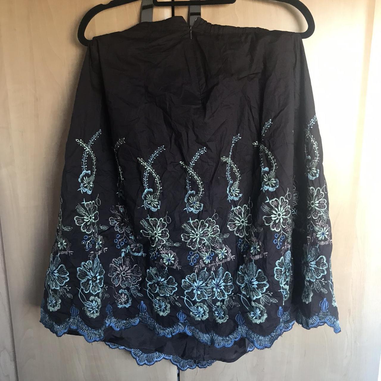 vintage brown floral midi skirt size 16 - Depop