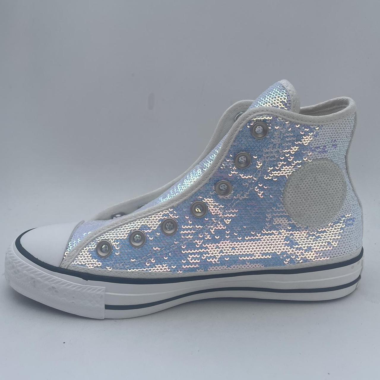 Silver sequin converse high tops online