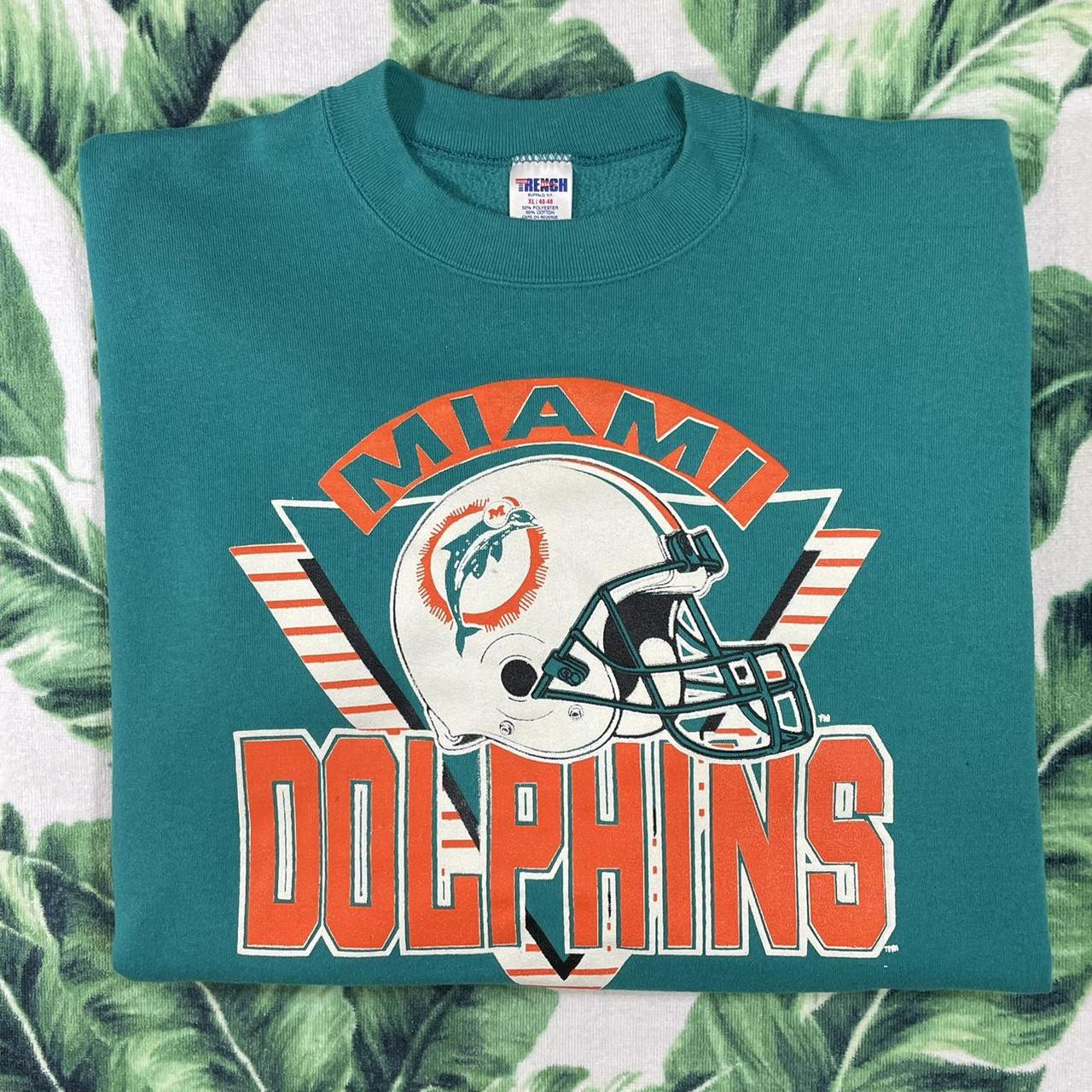 Vintge Miami dolphins sweatshirt // 90s 80s Grey - Depop