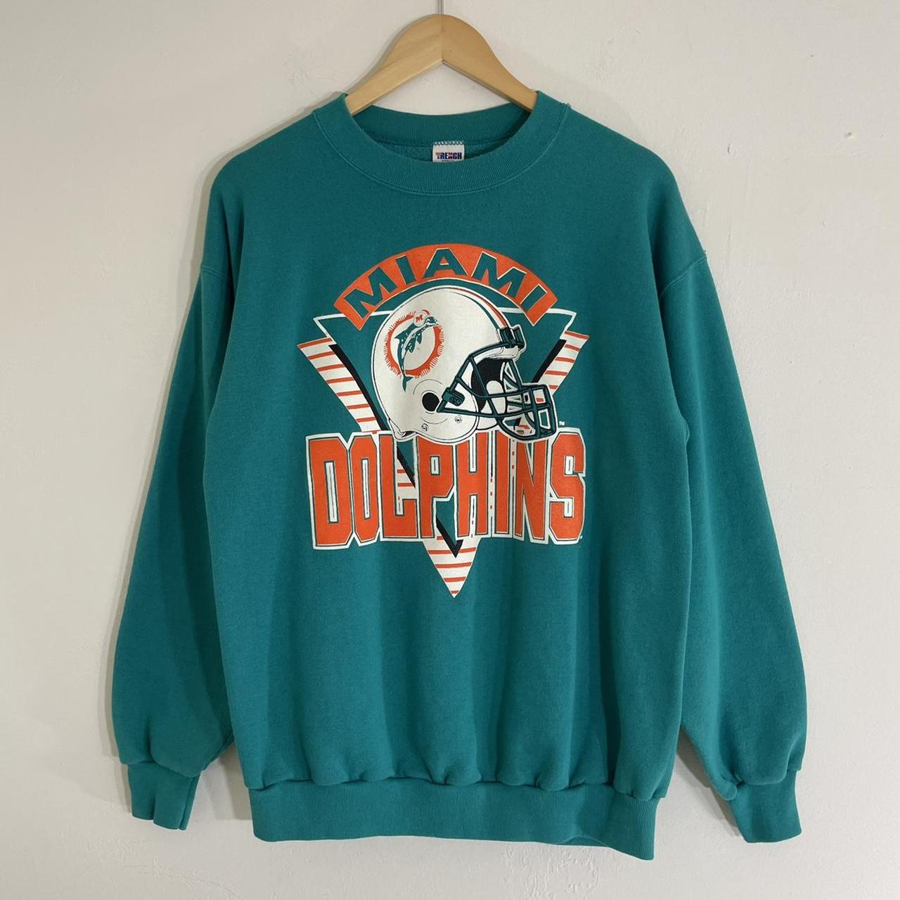 Vintge Miami dolphins sweatshirt // 90s 80s Grey - Depop