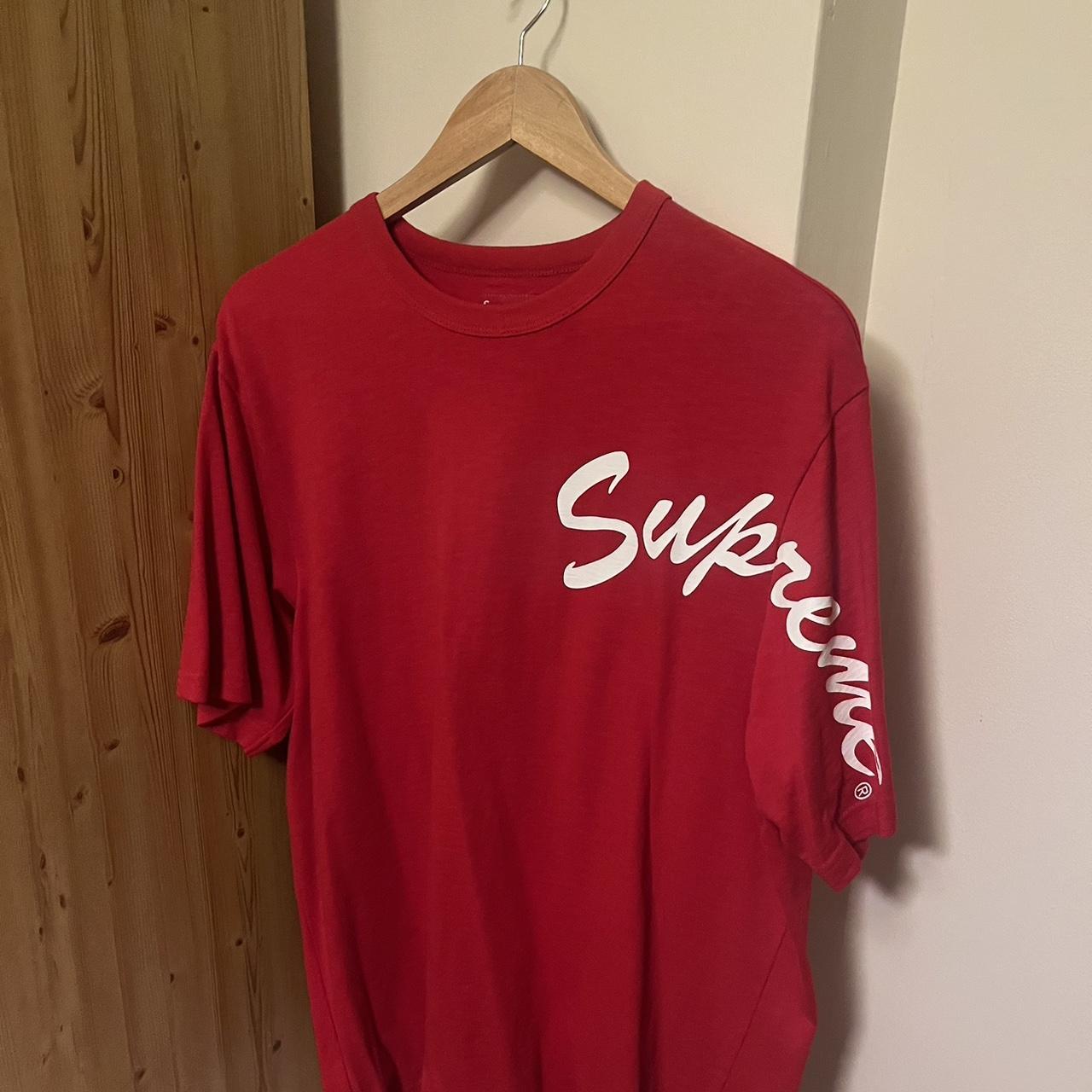 SUPREME 2019 Gold Bars Tee in Red size LARGE Brand... - Depop