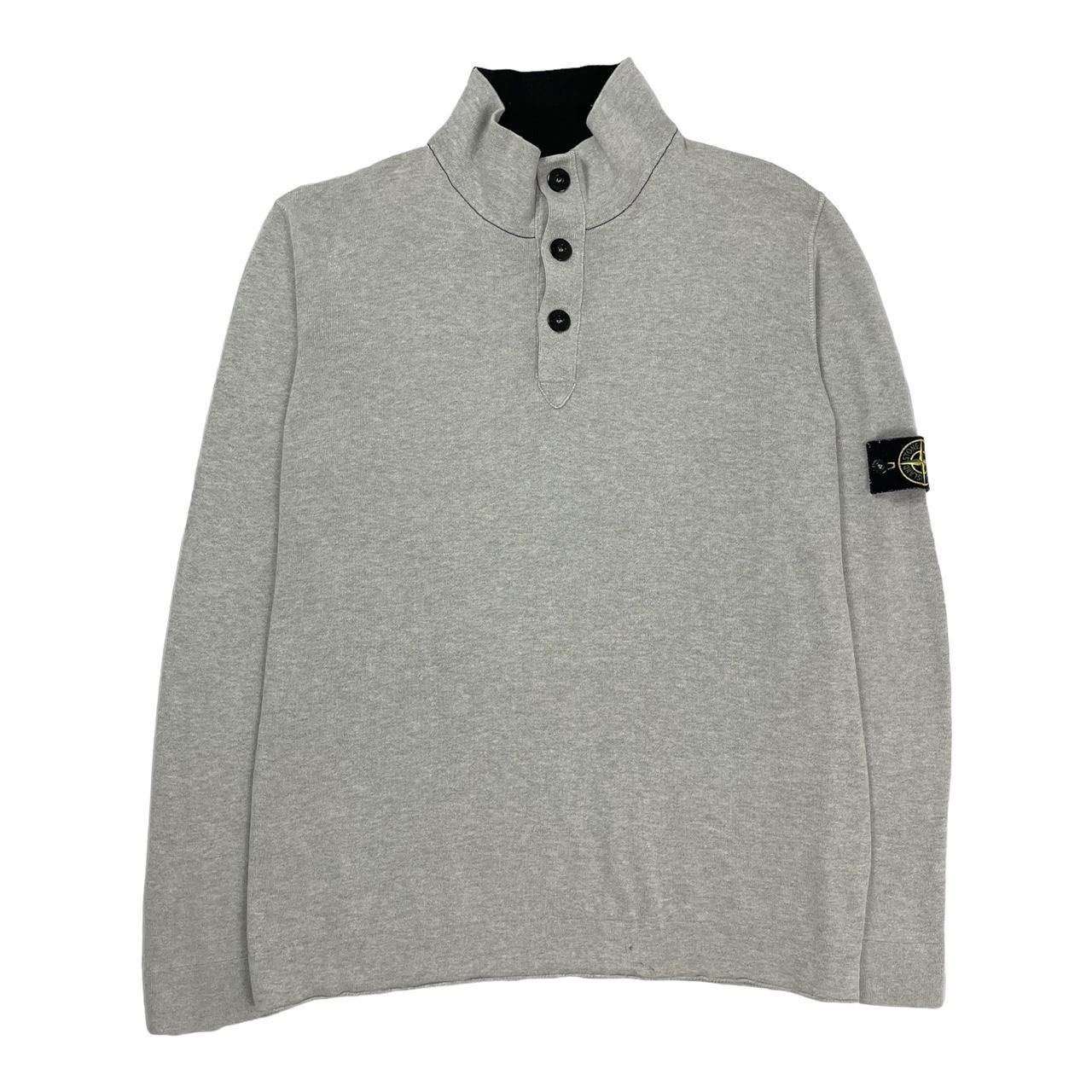 Stone Island 1/4 Button Up Jumper in Grey, Size