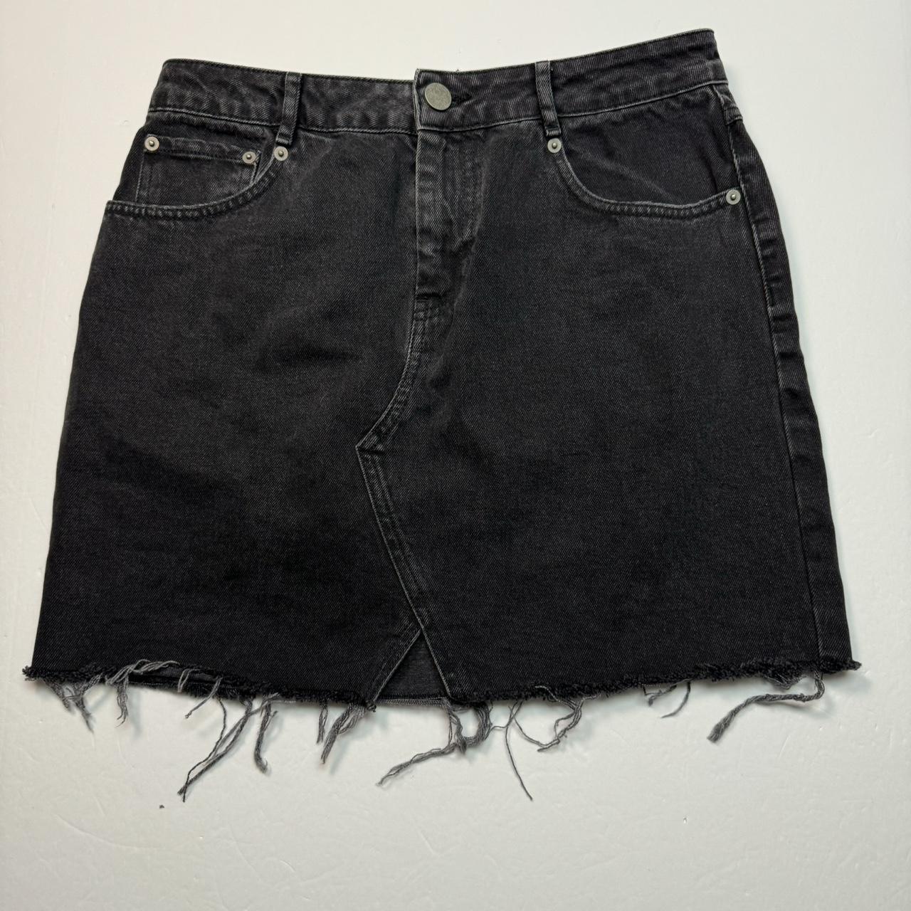 Black fringe jean skirt hotsell