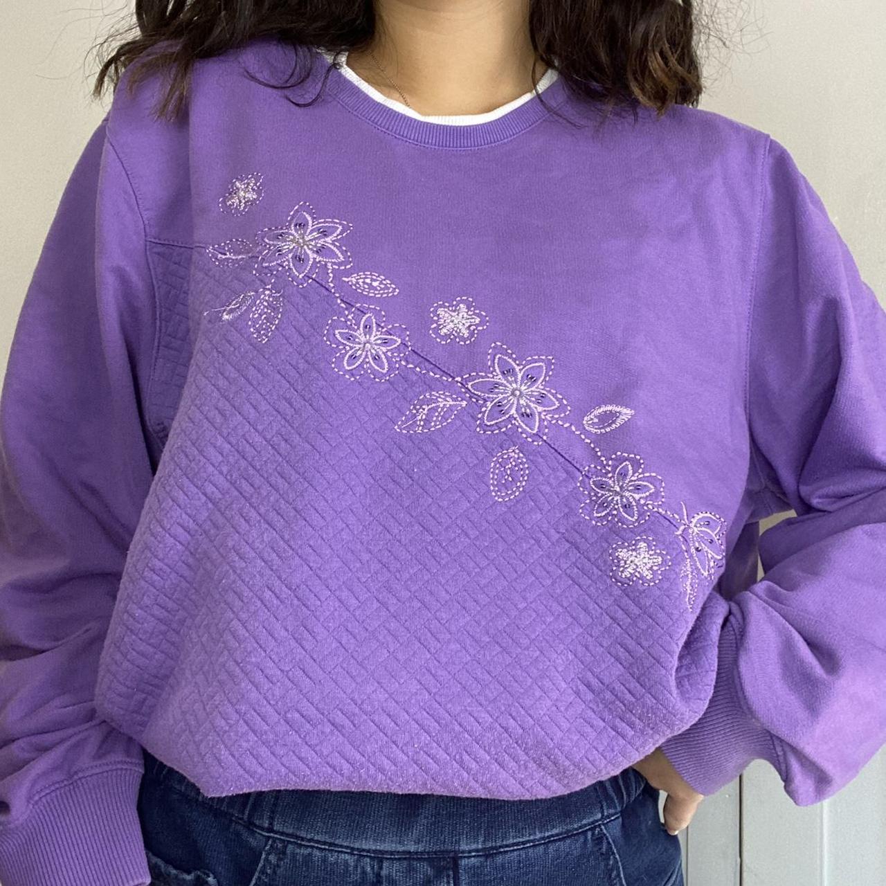 Alfred Dunner purple flower blanket sweater Depop