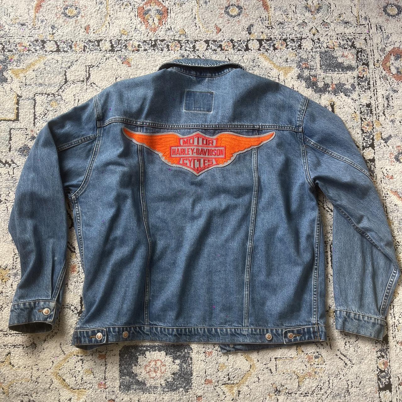 Vintage Embroidered Harley Davidson Bikers Jean... - Depop