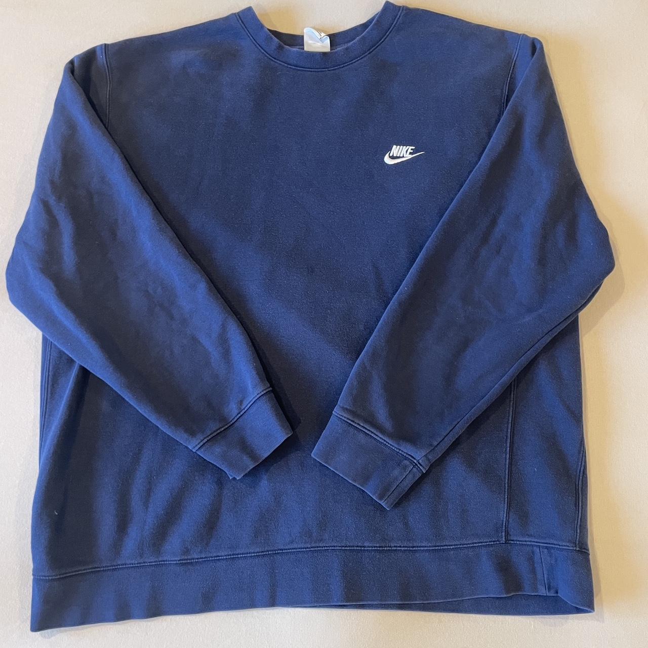 Blue Navy Nike Crew Neck Sweatshit XXL - Depop