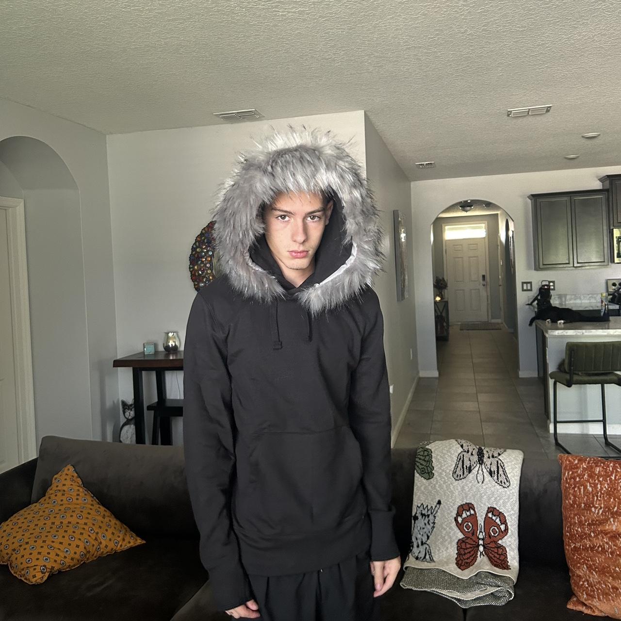 black lgb styled fur hoodie all sizes available | Depop