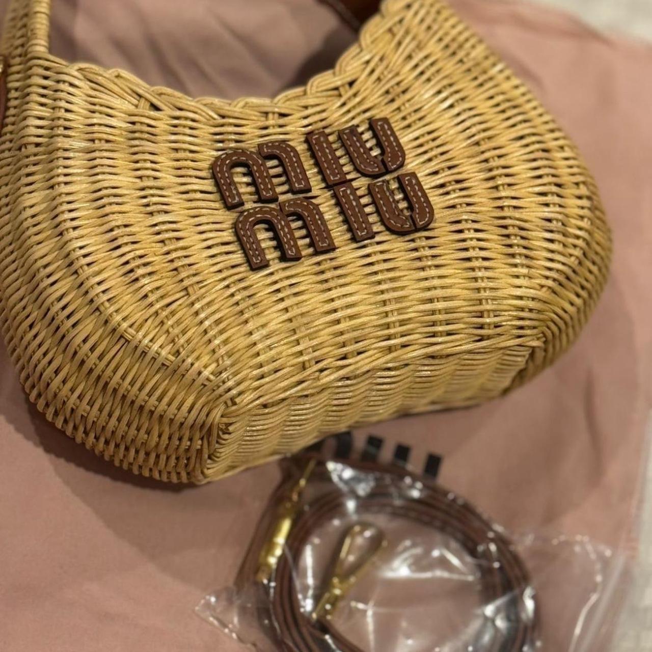 Miu Miu Women's Bag - Tan/Brown – Miu Miu wicker … - image 4