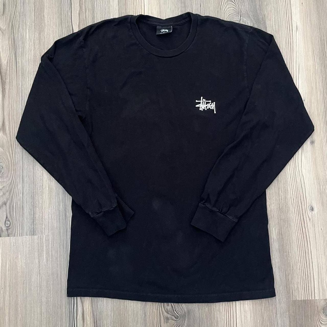 black stussy long sleeve shirt medium. super simple,... - Depop