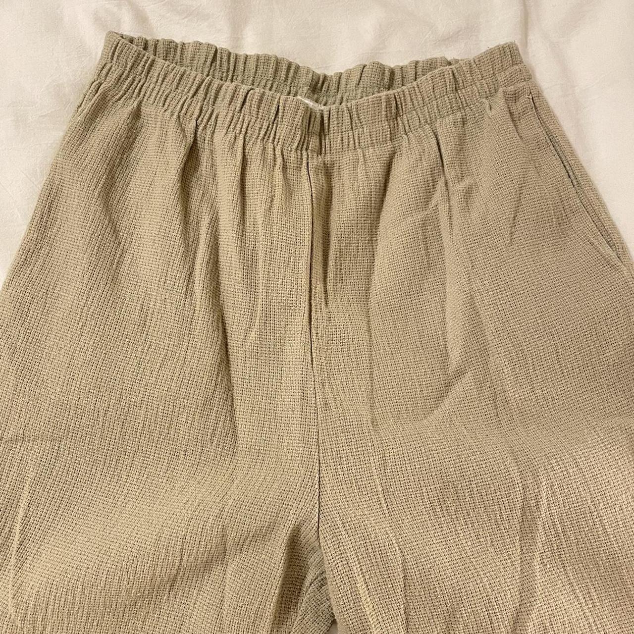 vintage thick linen sage green pants size xs - Depop