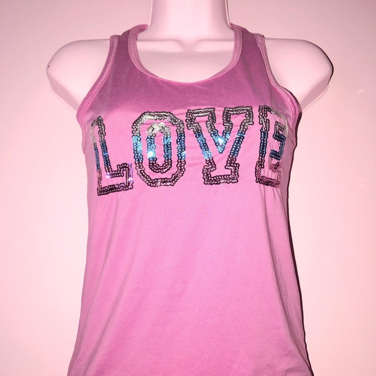 🤍y2k mcbling love sequin tank top🤍🩷🩵 pink blue and... - Depop