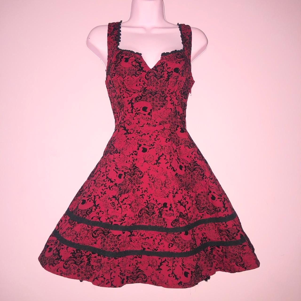 hot-topic-skull-print-mallgoth-milkmaid-dress-red-depop