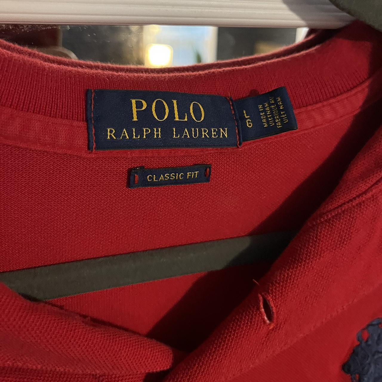 Beautiful Ralph Lauren polo shirt with a red base... - Depop