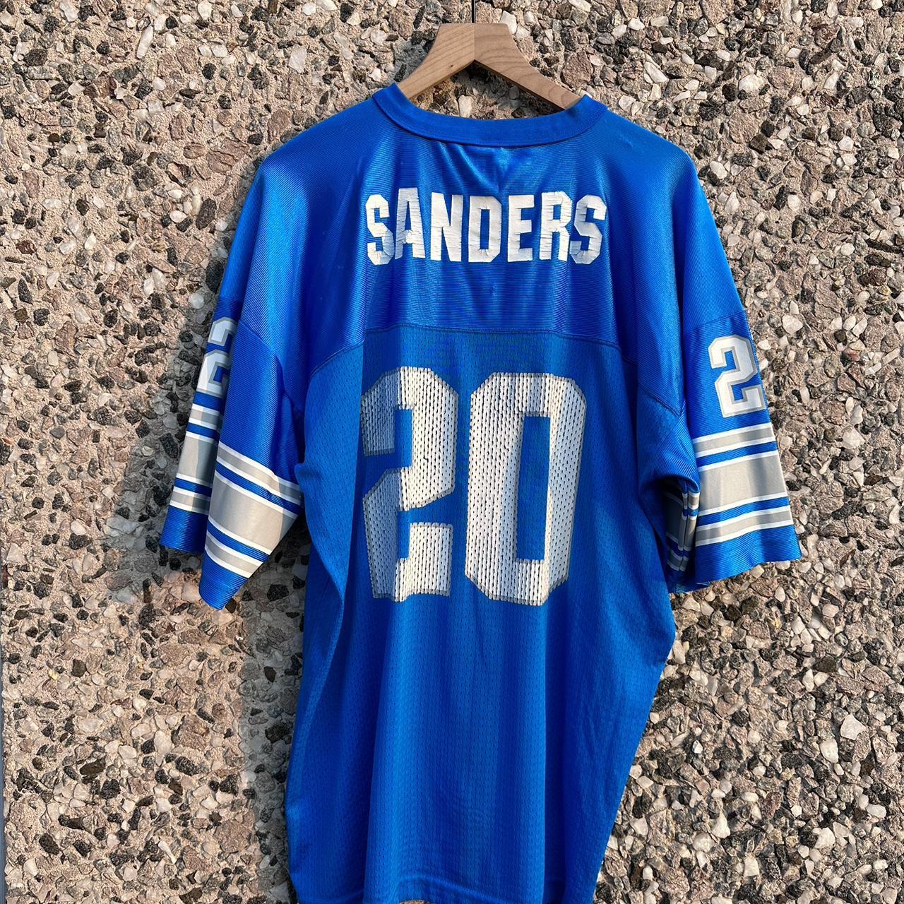 Barry Sanders Throwback Jersey Reebok White Men's 2XL Detroit Lions Sewn  Used