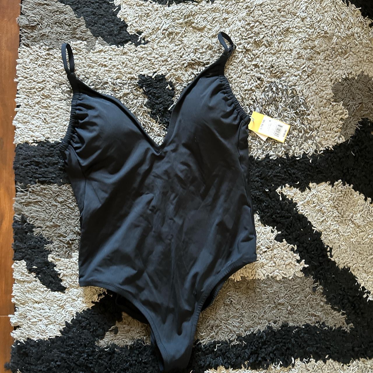 kona sol black v neck one piece swimsuit from... - Depop