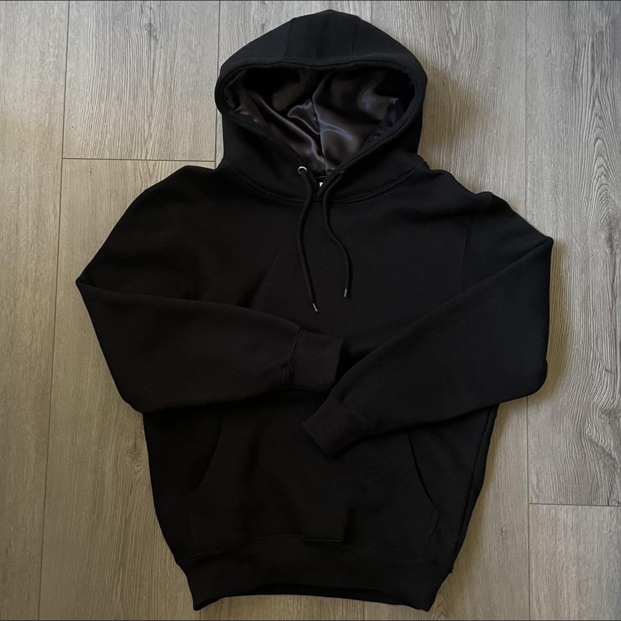silk black hoodie 2 FOR $30 -80% cotton -available... - Depop