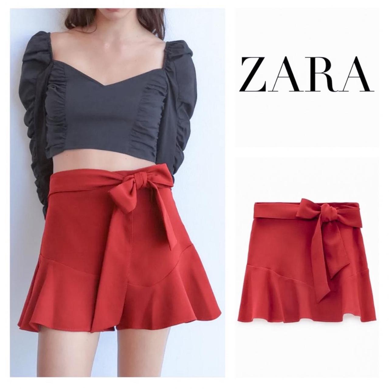 BURGUNDY ZARA SKIRT cute burgundy mini skirt from... Depop
