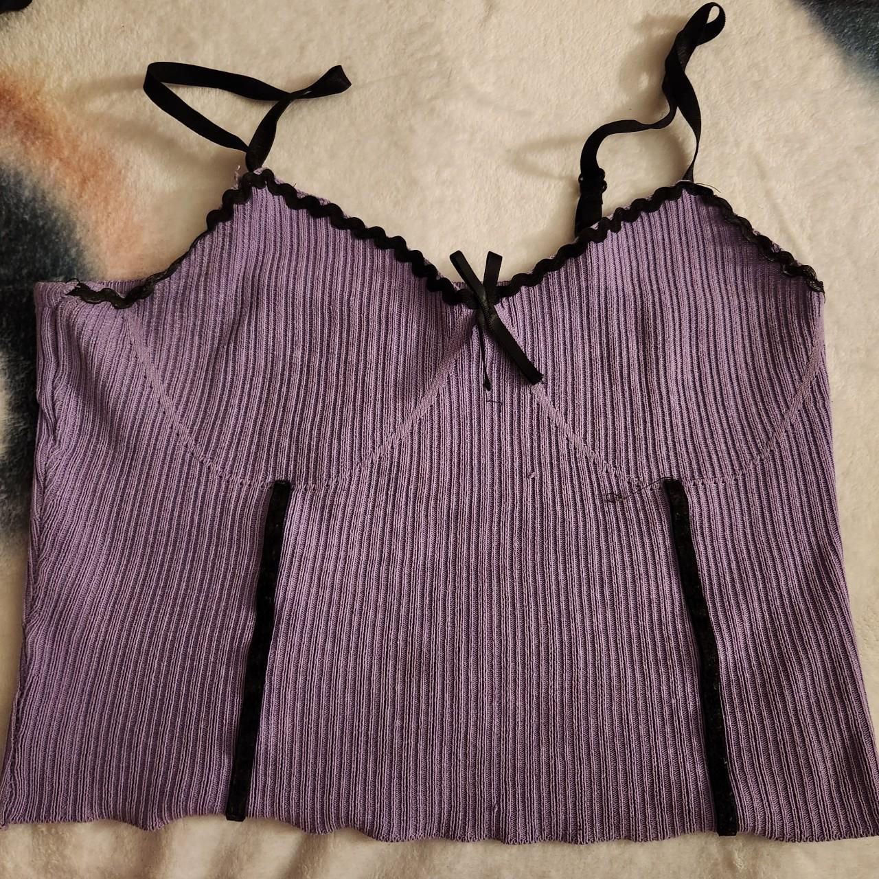 Purple Cropped Tank Top Bust: 35 in Length; 9 in - Depop