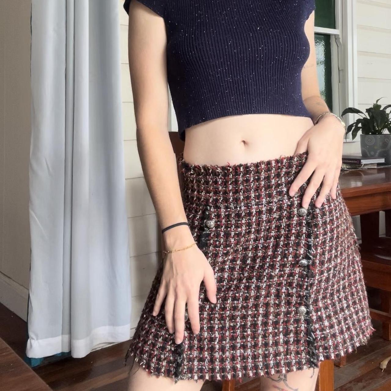 Zara wool plaid skirt Details include side zipper. Depop