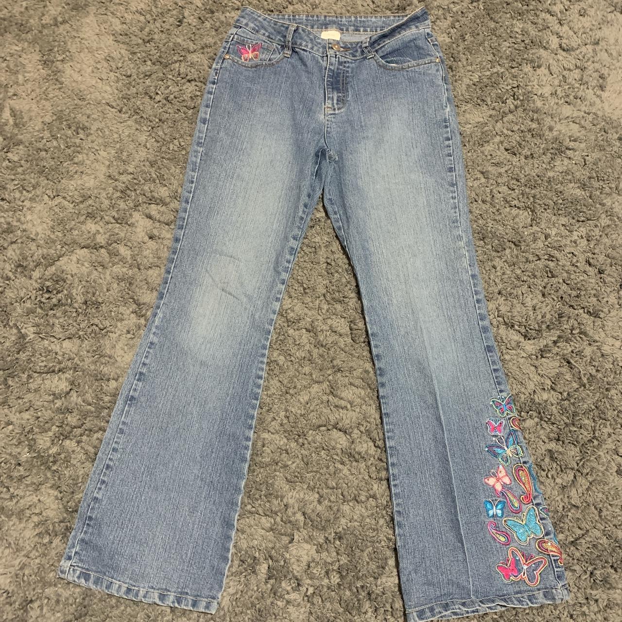 Women's Blue and Pink Jeans | Depop