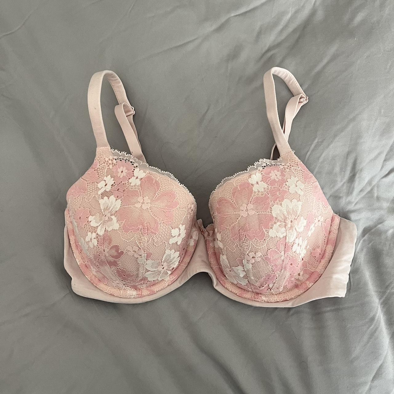 Sheer lace floral bra with bow •* size small •* - Depop