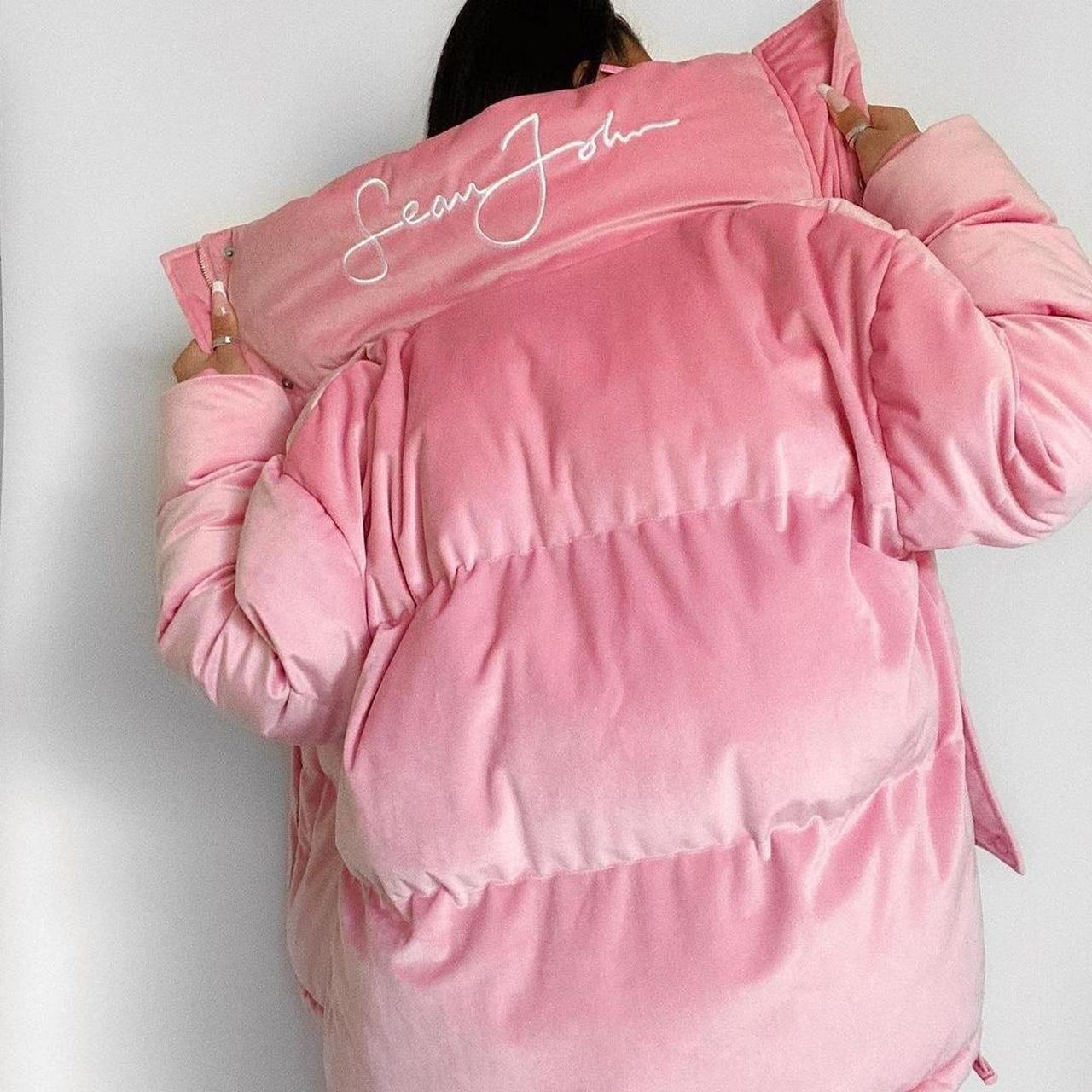 Missguided Pink velour puffer jacket missguided