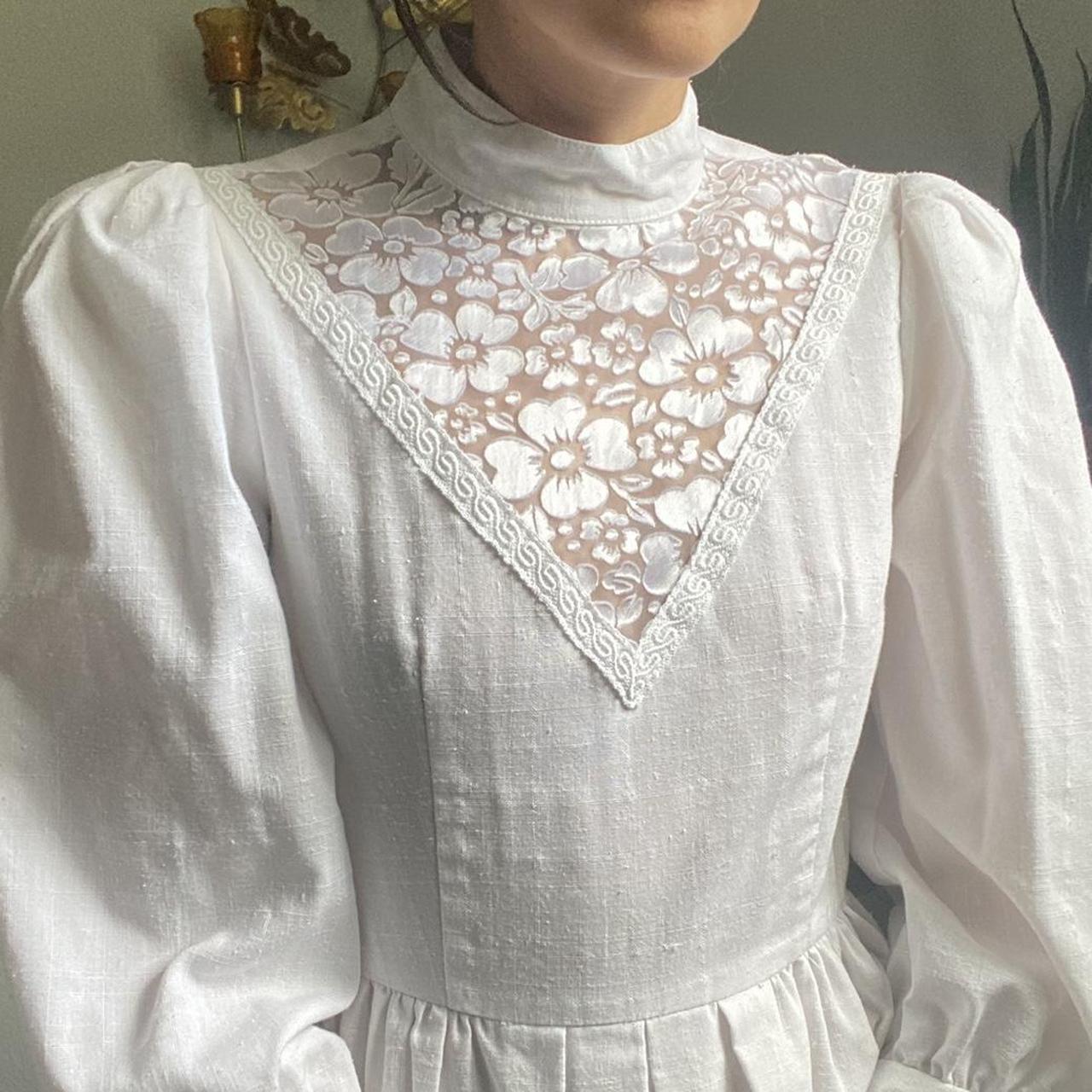 Donna Morgan Women's Dress White S – 80s vintage high neck