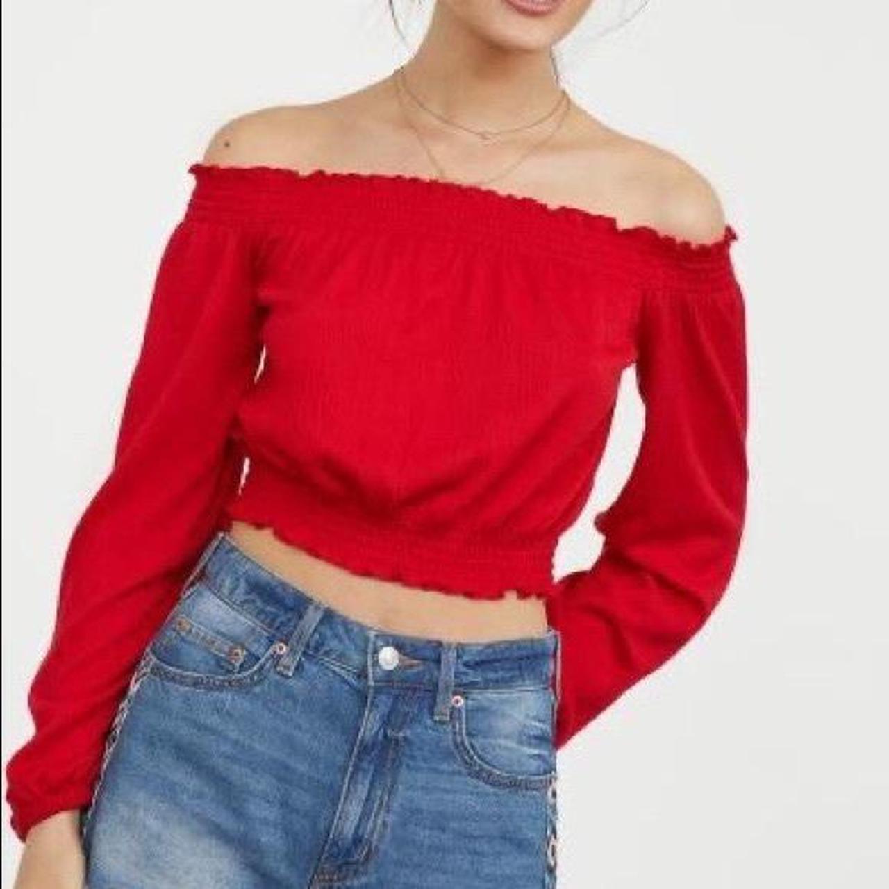 Red H M off shoulder top Depop