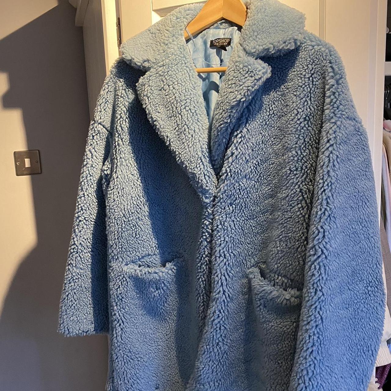 Blue teddy coat topshop best sale