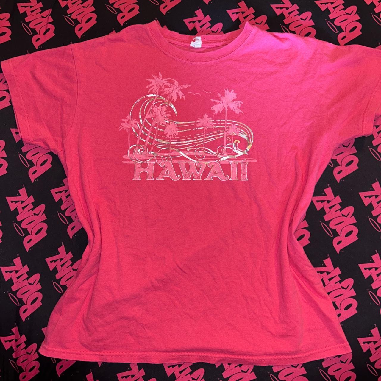 y2k pink hawaii graphic tee, size large. excellent... - Depop