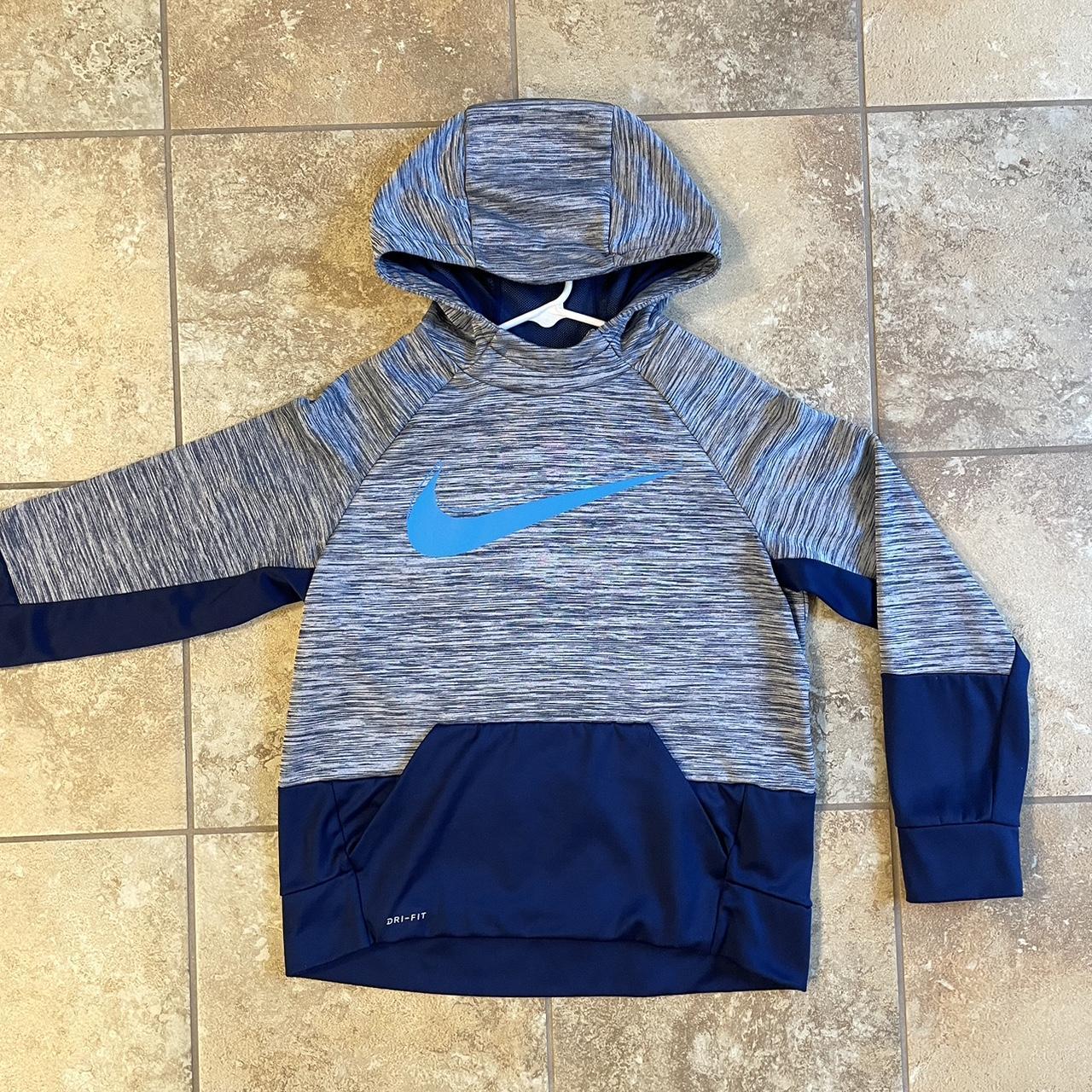 Nike Grey and Blue Hoodie