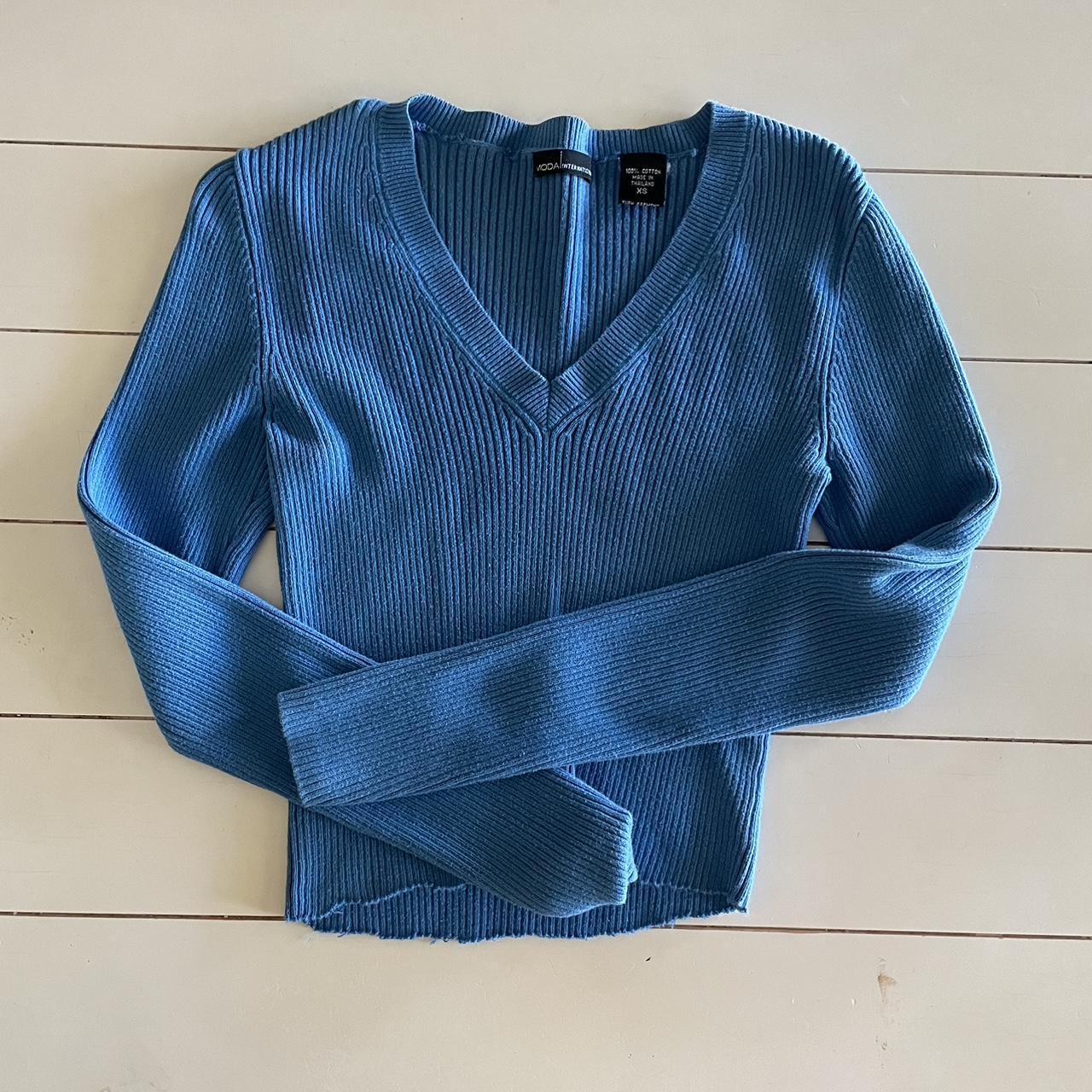 Blue knitted sweater 🩵 /this sweater fits like a... - Depop