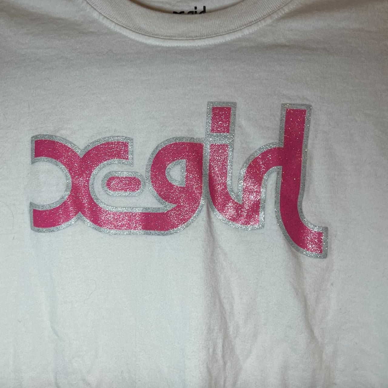 X-Girl  Women's White and Pink T-shirt (2)