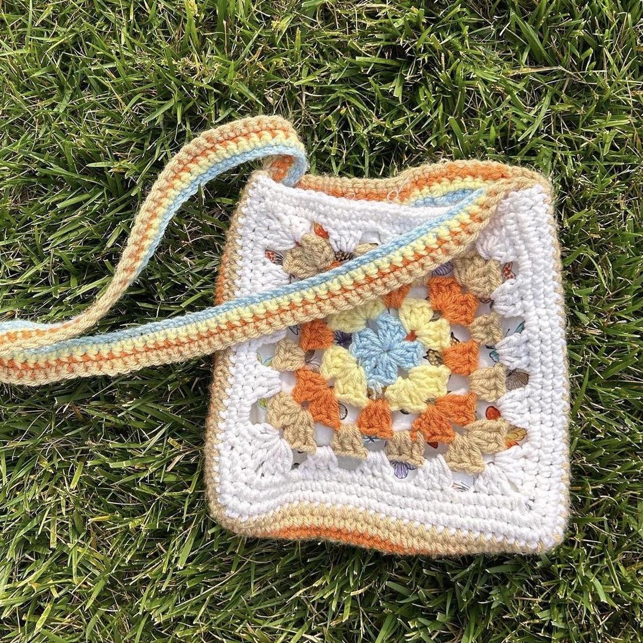 Colorful handmade (by me) crochet tote. Both sides - Depop