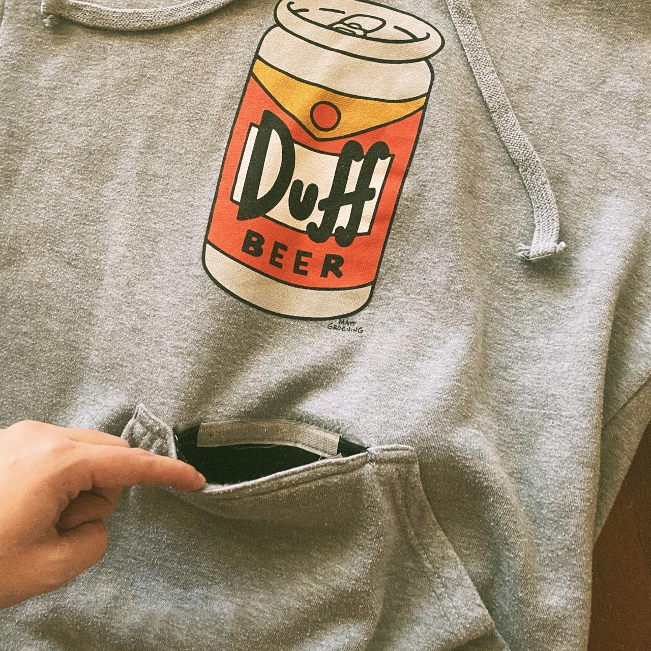 Universal, Tops, Universal Studios Simpsons Duff Beer Hoodie With Hidden Beer  Koozie Unisex