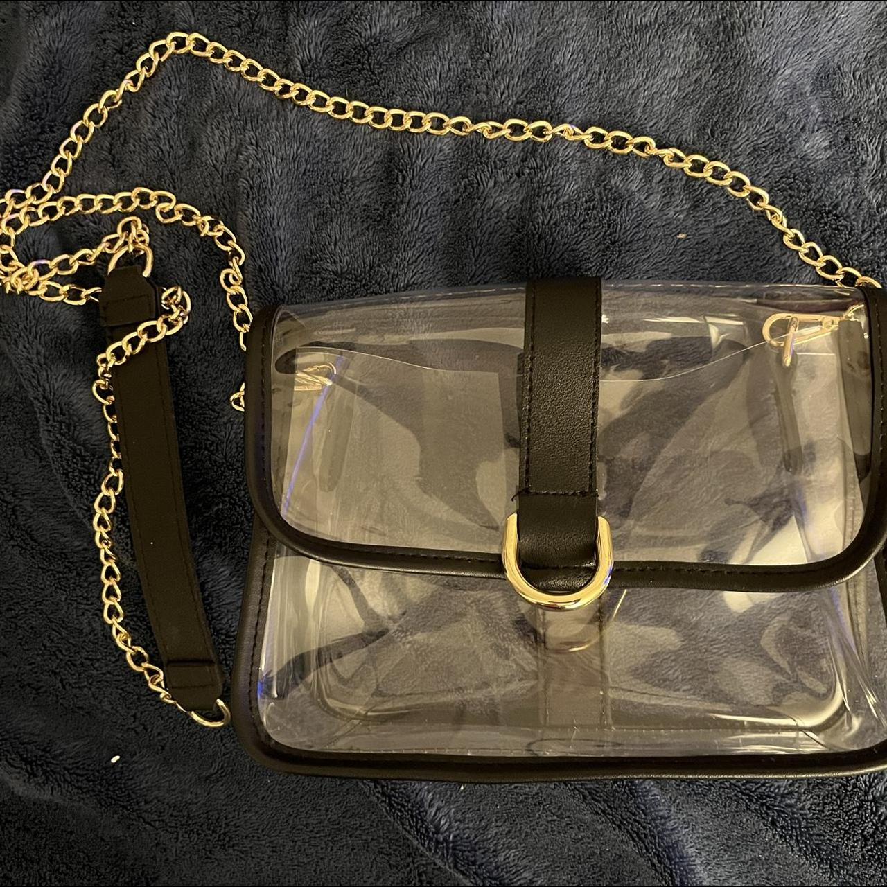 CLEAR STADIUM BAG WITH GOLD ACCENTS