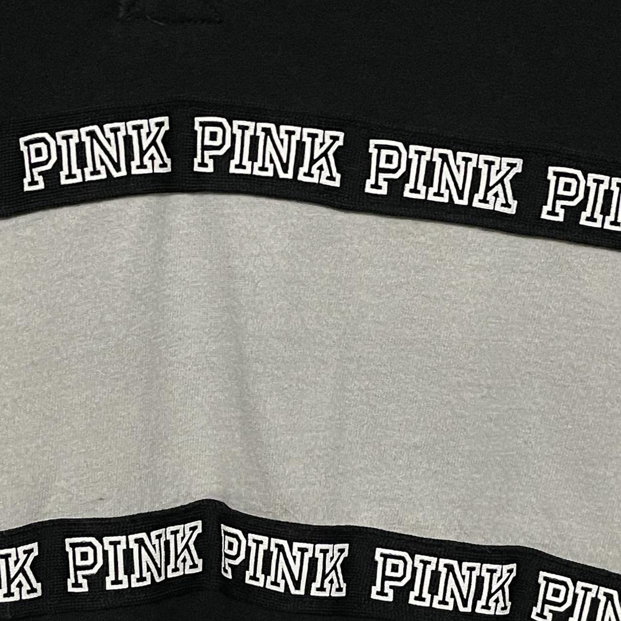 PINK Women’s Rugby Tee Size Medium Black White Long... - Depop