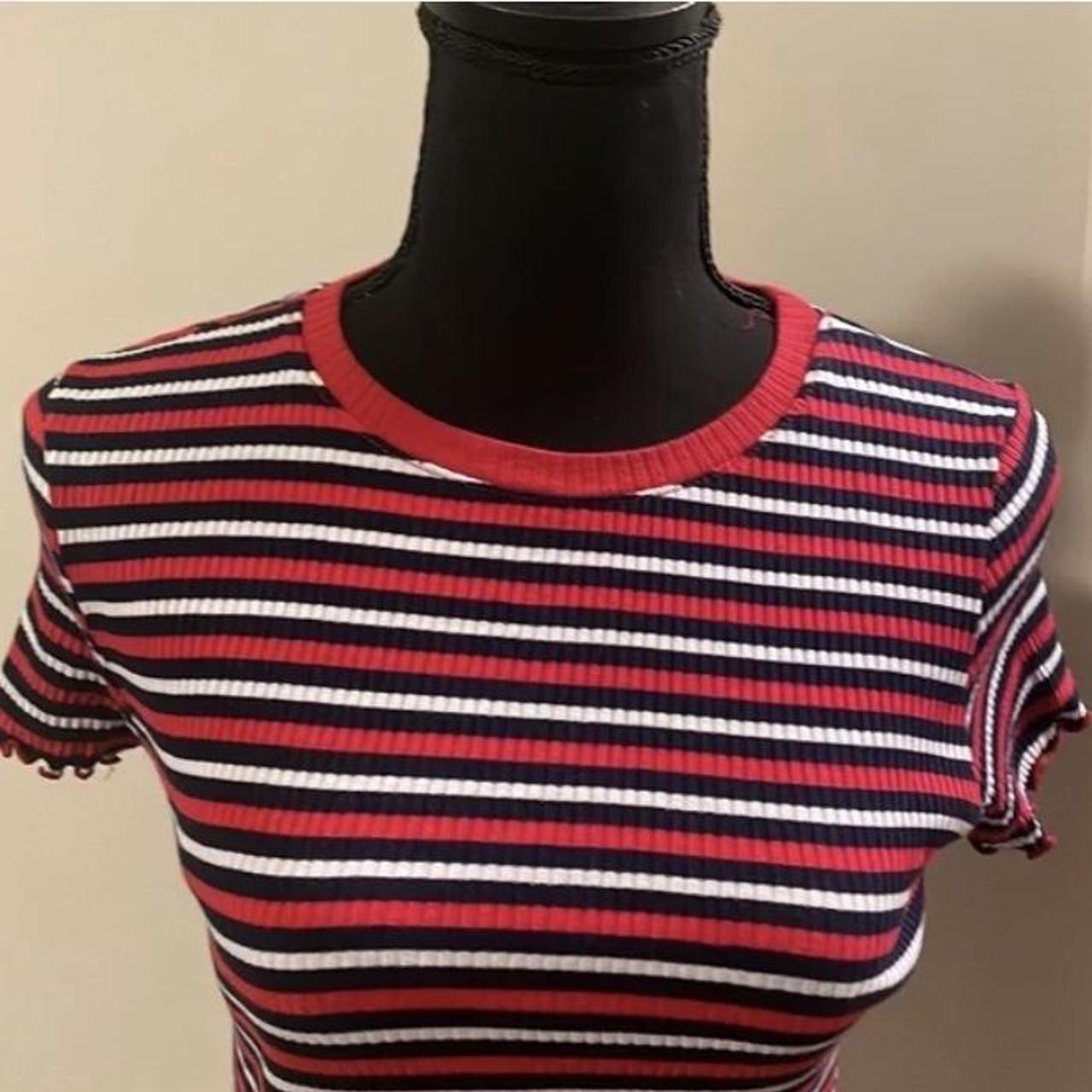 Red & Black Striped Shirt * Size L *Baby T can go... - Depop