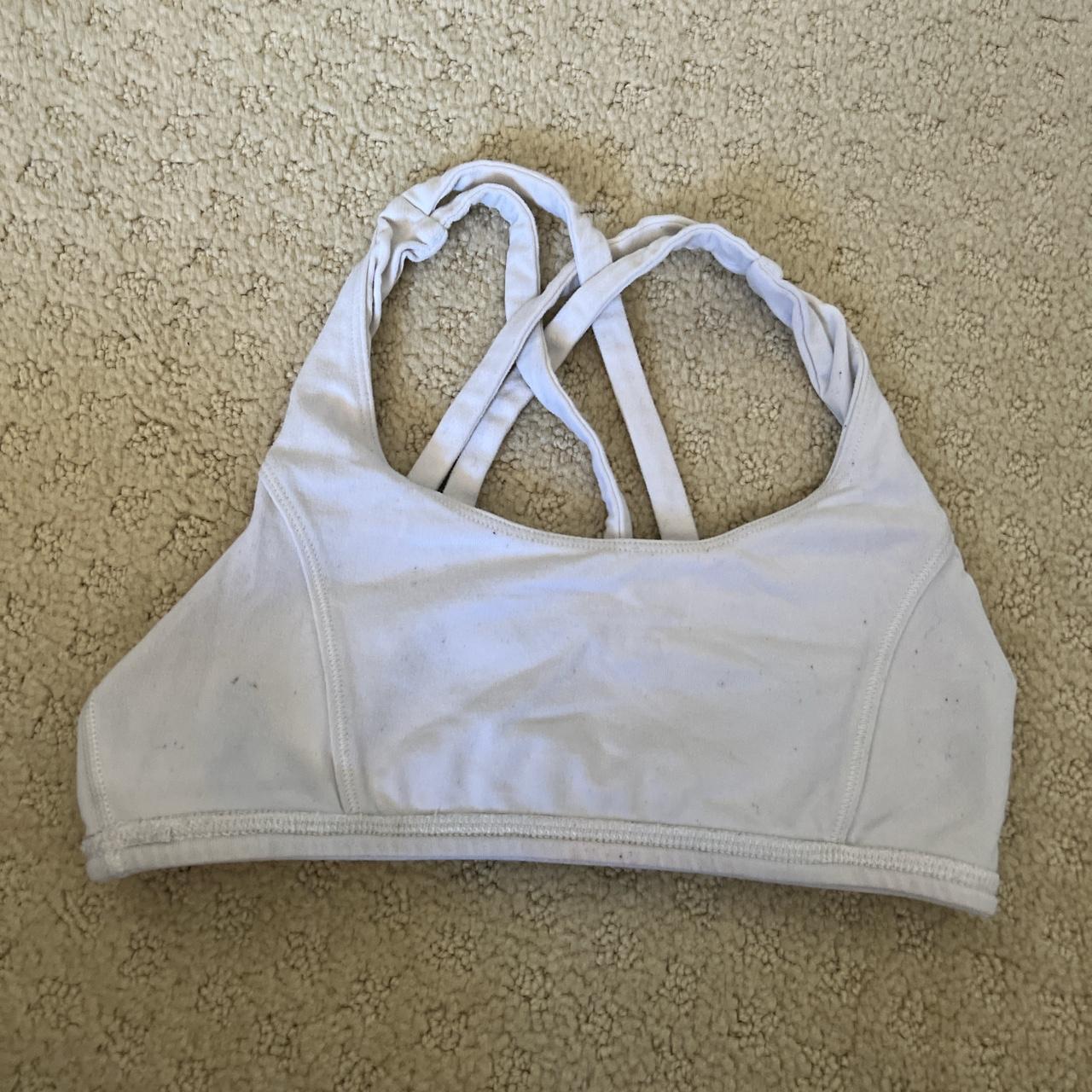 ivivva white crossed back sports bra Size: 10 Used - Depop