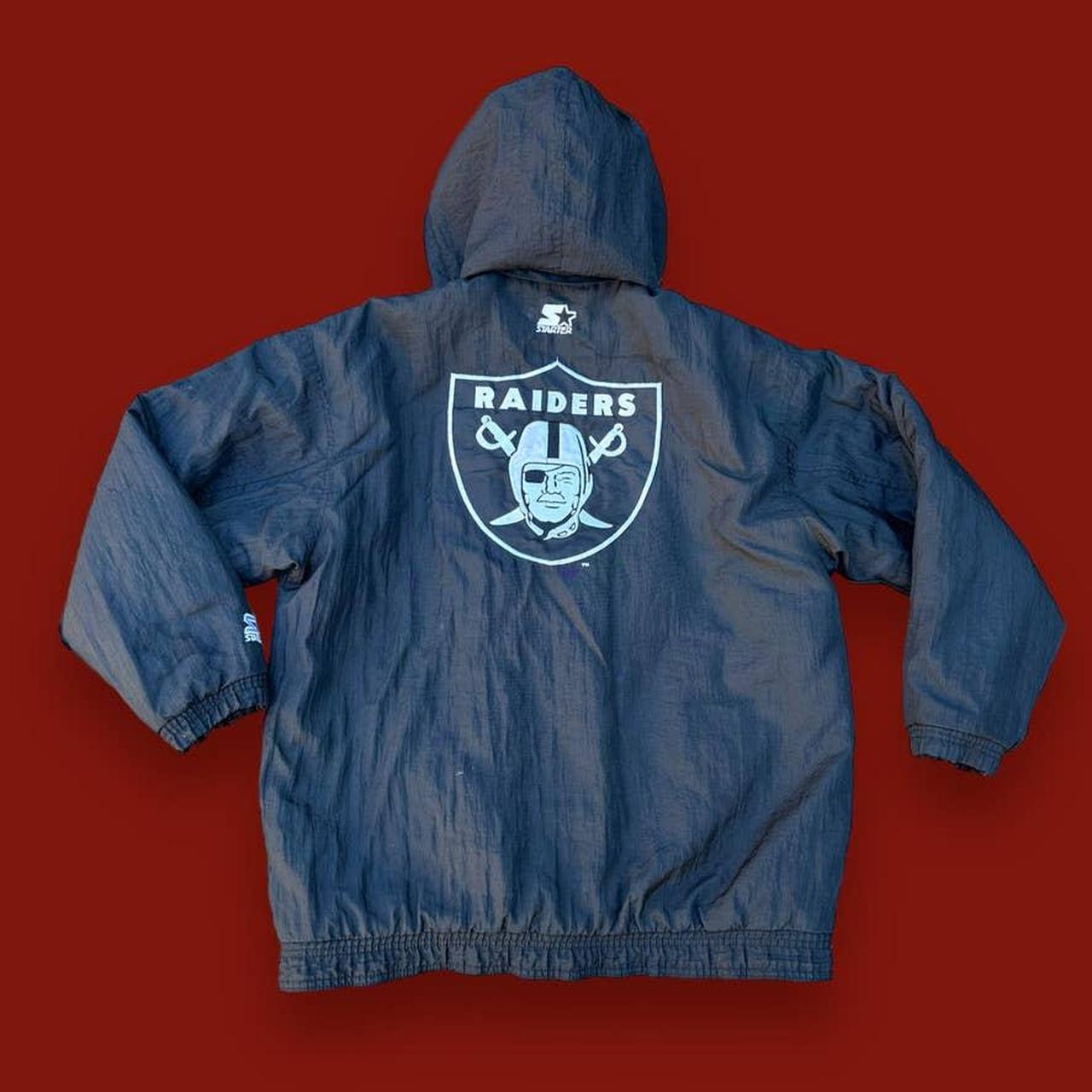 Vtg STARTER 90's RAIDERS Oakland NFL Football Team Grey 