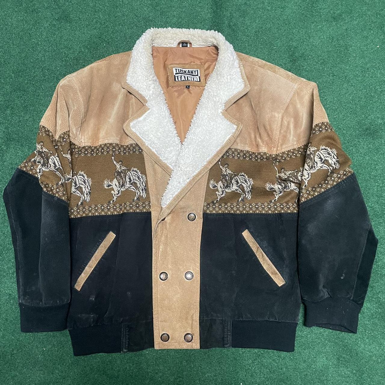 Tuskany Leather Cowboy Fur Sherpa Suede Jacket... - Depop