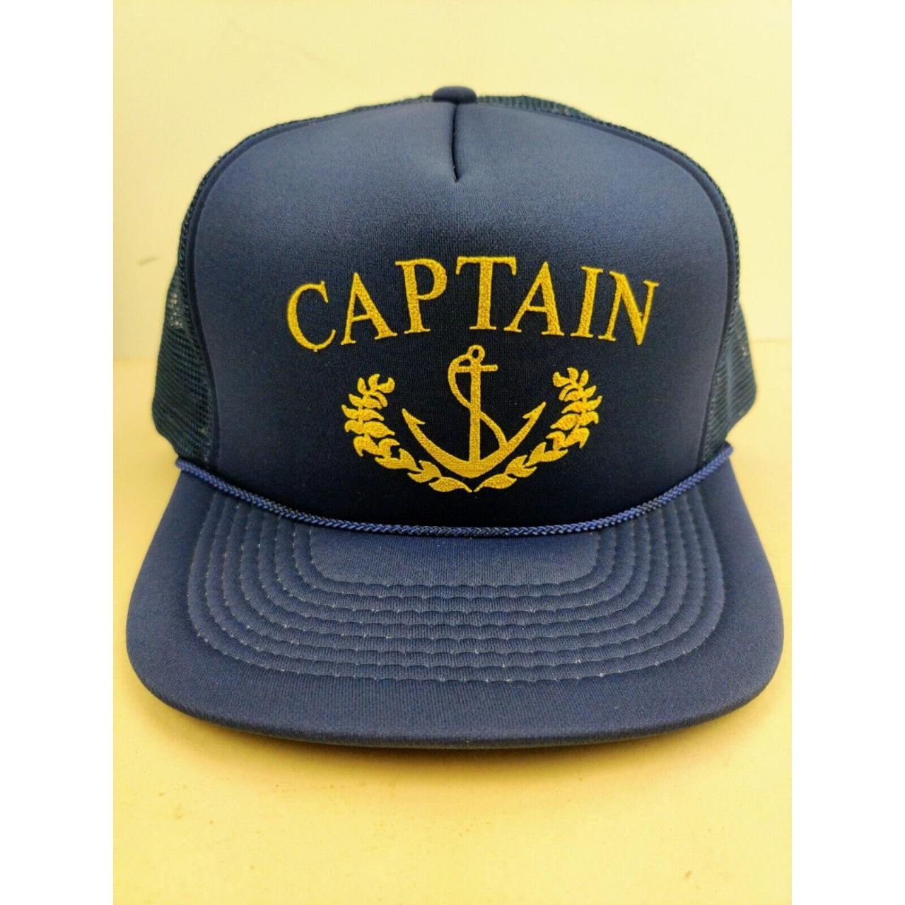 Vintage Captain Boat Navy Trucker Hat Snapback Cap... Depop