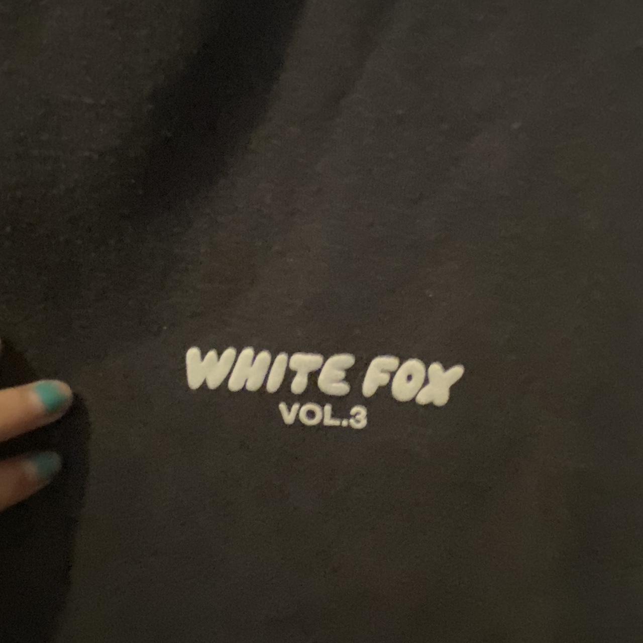 White fox hoodie dark grey, white writing Size... - Depop