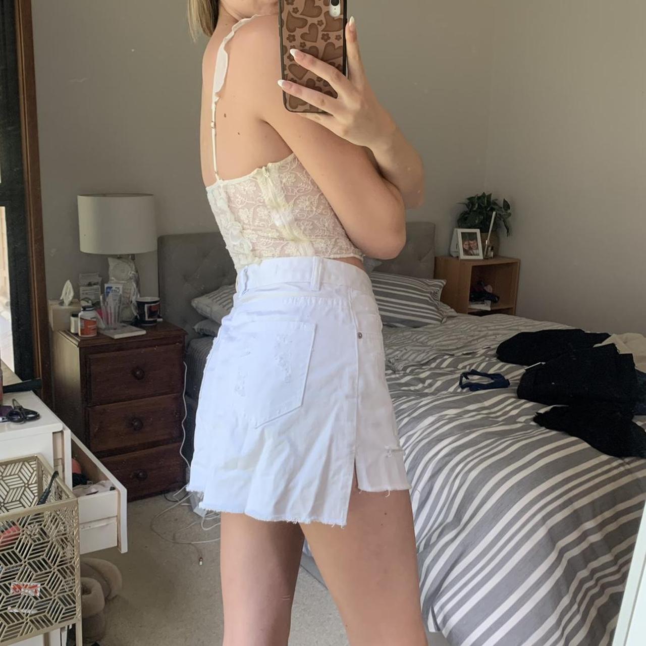 White denim skirt from general pants great... Depop