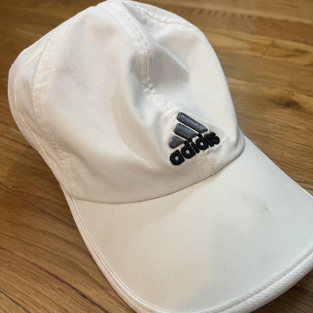 Unisex White Adidas Cap. has some dirt marks on... Depop
