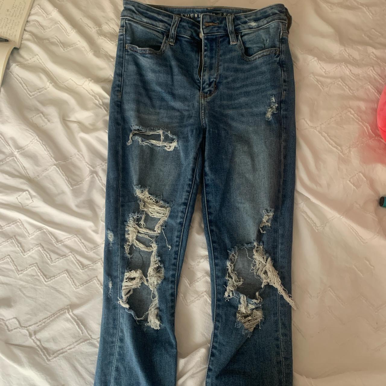 American eagle high wasted ripped skinny jeans US... - Depop