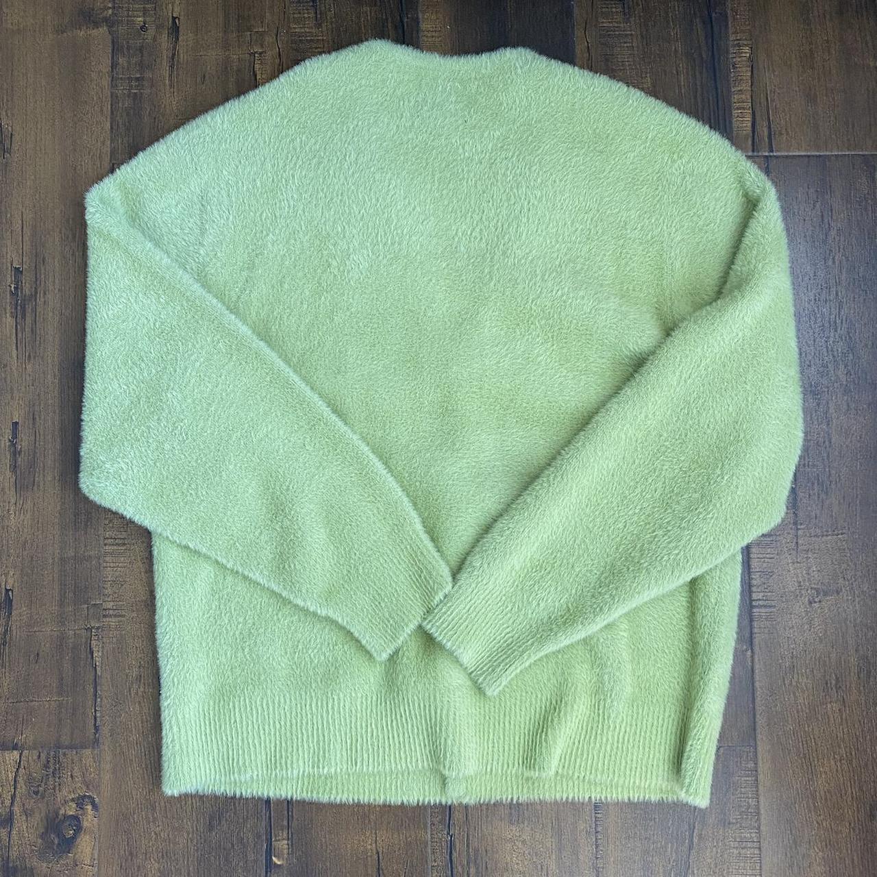 stussy shaggy knit cardigan size XXL lime green...