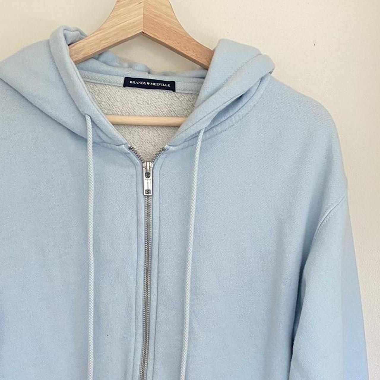 Brandy melville oversized zip up jacket Baby blue... Depop