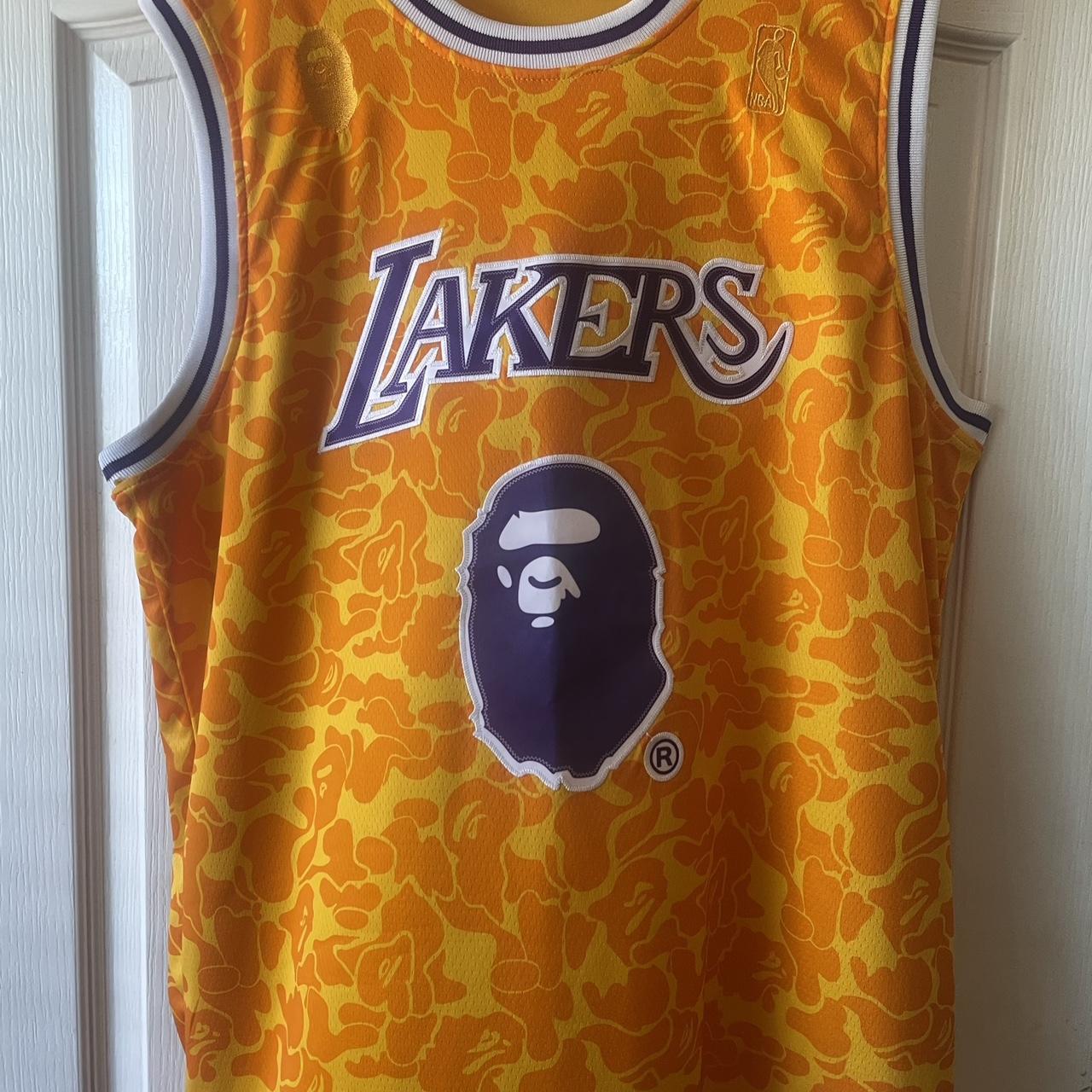 L] A Bathing Ape Bape Vintage Lakers Shooting Shirt Jersey